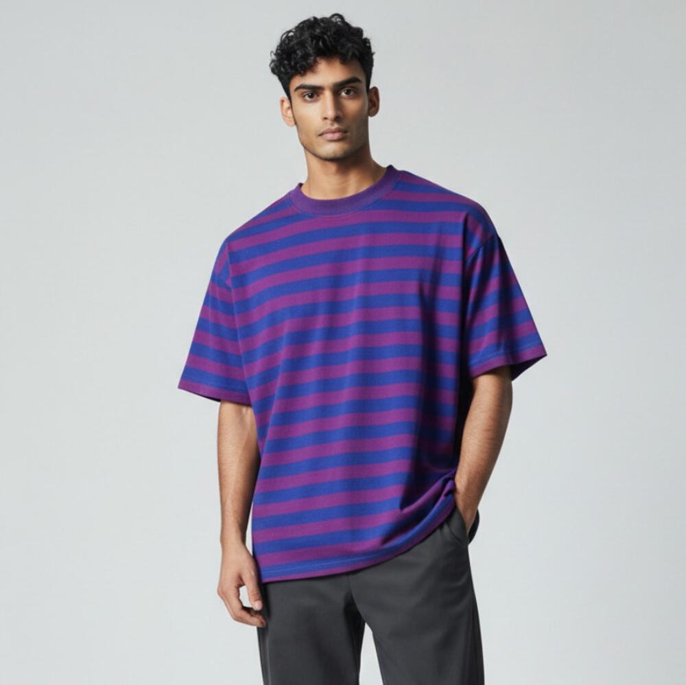 HENRY GRETHEL Men's Short Sleeves Stripe T-Shirt Size L